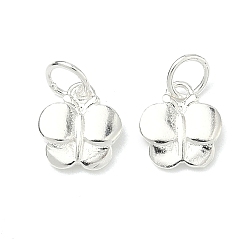 Бабочка 925 серебряные шармы, серебряный цвет гальваническим, с печатью 925, бабочка, 7x6.5x1.5 мм, Перейти кольцо: 4.5x0.7 мм, 3 мм внутренним диаметром