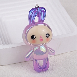 Темно-Фиолетовый Акриловые большие подвески с уф-покрытием, кролик, темно-фиолетовый, 73.6x34.2 мм, отверстие : 2 мм