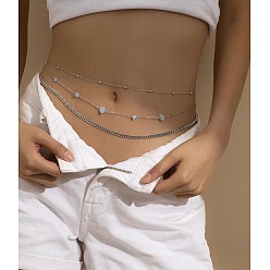 Самородки Сплав кристаллов, страз и камней 3 многослойные кисточки поясные цепи для женщин, платина, самородки, 1100 мм