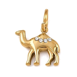 Camel Shape 304 подвески из нержавеющей стали и страз, прелести животных, золотые, подвески в форме верблюда, 11x12x2 мм, отверстие : 4 мм