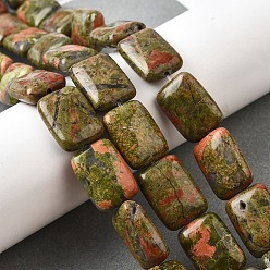 Унакит Природные Unakite бисер нитей, прямоугольные, 18x13x5.5 мм, отверстие : 1 мм, около 11 шт / нитка, 7.68''~7.87'' (19.5~20 см)