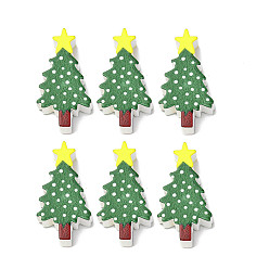 Зеленый Печатные деревянные бусины, Рождественские елки, зелёные, 29.5x15.5x7.8 мм, отверстие : 3.4 мм