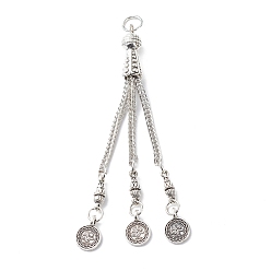 Античный Серебристый & Платиновый Большие подвески с кисточками из сплава в тибетском стиле, старинное серебро и платина, старинное серебро и платина, 78x2 мм, отверстие : 5 мм, Кулон : 11x8x1 мм