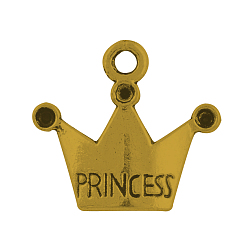 Античное Золото Сплавочные сеттинги для кулона (стразы), тибетский стиль, корона со словом принцессы, без свинца и без кадмия, античное золото , 17x19x1 мм, отверстие : 2 мм , пригодный для стразов 1 мм