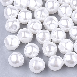Кремово-белый Экологически чистые бусины из абс-пластика с имитацией жемчуга, высокий блеск, многоугольник, кремово-белые, 8x8 мм, отверстие : 1.2 мм
