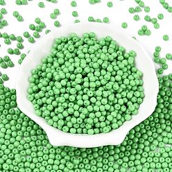 Светло-зеленый Непрозрачная выпечка окрашены стеклянные бусины, круглые, светло-зеленый, 4~4.5x3.5~4 мм, отверстие : 0.9~1 мм, Около 4500 шт / фунт