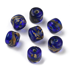 Средно-синий Бусины лэмпворк , колонка, светло-синий, 11~13x10~11 мм, отверстие : 2~3 мм