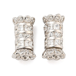 Plaqué Platine Véritable 925 argent sterling avec fermoirs à vis en strass, fleur, Platine plaqué, 11x6x6mm, Trou: 1.2mm