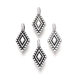 Античное Серебро Сплавочные подвески тибетского стиля, ромб прелести, античное серебро, 13.5x6.5x4 мм, отверстие : 1.7 мм, Около 833 шт / 500 г