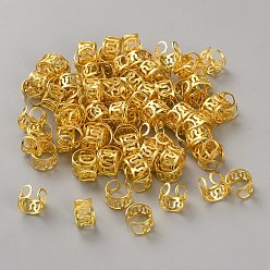Золотой Железные дреды бусы украшение для волос, манжеты для волос, золотые, 9x6.5 мм, внутренний диаметр: 8 мм
