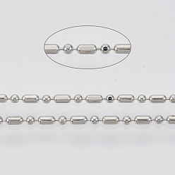 Платина Латунные шаровые цепи, граненые бисерные цепочки, долговечный, пайки, с катушкой, без кадмия, без никеля и без свинца, платина, 2.2x1.2 mm и 1.2 mm, около 301.83 футов (92 м) / рулон