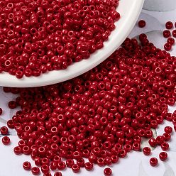 (RR408) Opaque Red Миюки круглые бусины рокайль, японский бисер, 8/0, (rr 408) непрозрачный красный, 8/0, 3 мм, отверстие : 1 мм, Около 422~455 шт / 10 г