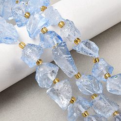 Синий Сырой грубый натуральный кристалл кварца, окрашенные, с бисером, самородки, синие, 8~18x9~15x8~11 мм, отверстие : 1.5~2 мм, около 12~13 шт / нитка, 7.48''~7.68'' (19~19.5 см)