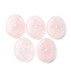 Розовый Кварц Овальные украшения из натурального розового кварца в виде компаса, фигурка для украшения дома, энергетический камень рейки для исцеления, 47.5~48.5x37.5~38.5x12~13 мм