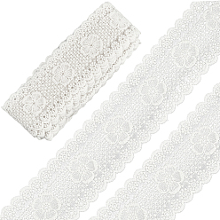 Белый 5 ярдов плоской хлопчатобумажной кружевной ленты, для изготовления ювелирных изделий DIY, украшение свадебной вечеринки на день рождения, белые, 2-1/4 дюйм (58 мм), около 5.00 ярдов (4.57 м) / комплект