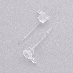 Clear Transparent Painless Prevent Allergy Resin Stud Earring Findings, with Loop, Clear, 13x5.4mm, Hole: 0.7mm, Pin: 0.7mm, Fit for 3mm rhinestone