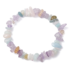 Аметрин Эластичные браслеты для женщин из натуральных бусин аметрина и морганита., внутренний диаметр: 2-1/8 дюйм (5.5 см)