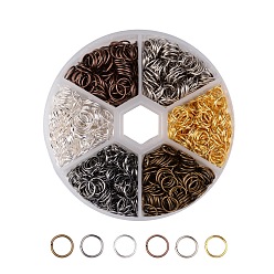 (52) Непрозрачная лаванда 1 коробка 6 цветные железные открытые соединительные кольца, круглые, разноцветные, 21 датчик, 7x0.7 мм, внутренний диаметр: 5.6 мм, Около 1300 шт / коробка