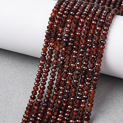 Гранат Натуральный оранжевый гранатовый бисер пряди, граненые, рондель, 4x3 мм, отверстие : 0.6 мм, около 132 шт / нитка, 15.55'' (39.5 см)