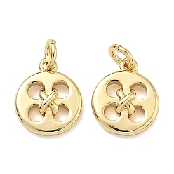 Настоящее золото 18K Латунные подвески, подвески-пуговицы, без кадмия и без свинца, стойки покрытие, долговечный, реальный 18 k позолоченный, 13x11x3.5 мм, отверстие : 3 мм, Перейти кольцо: 5x1 мм