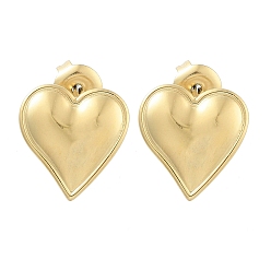 Настоящее золото 14K Ионное покрытие (ip) 304 серьги-гвоздики из нержавеющей стали, сердце, реальный 14 k позолоченный, 13.5x13 мм