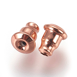 Rose Gold 304 Stainless Steel Ear Nuts, Earring Backs, Rose Gold, 5x5x6mm, Hole: 0.5mm