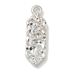 Платина Стойки обшивки латунные подвески, долговечный, без свинца и без кадмия, ромб с подвесками в виде змей, платина, 19x6x2 мм, отверстие : 1.8 мм