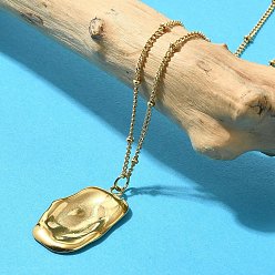 Настоящее золото 18K Ионное покрытие (ip) 304 текстурированные прямоугольные подвески из нержавеющей стали для женщин, реальный 18 k позолоченный, 20.28 дюйм (51.5 см)