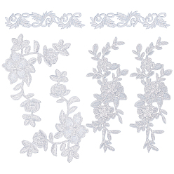 Mixed Color 3 Style Flower Polyester Computerized Embroidery Patches, Iron on Appliques, Mixed Color, 200~280x40~140x1~1.7mm
