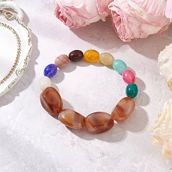 Верблюжий Акриловые бусины эластичные браслеты для женщин, наггетсы и бочка, верблюжие, внутренний диаметр: 2-3/8 дюйм (6.1 см)