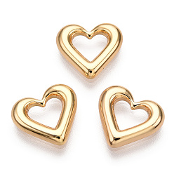Настоящее золото 18K Латунные кабошоны, подходят плавающие подвески-медальоны, без никеля , сердце, реальный 18 k позолоченный, 10x11x2 мм