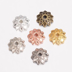 (52) Непрозрачная лаванда Сплав шарика шапки параметры эмали, мульти-лепесток цветка, разноцветные, 7.5x2 мм, отверстие : 1.5 мм
