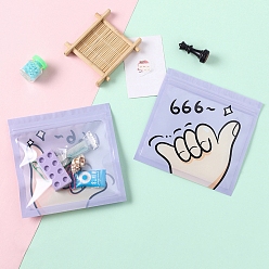 Лиловый Пластиковые пакеты с застежкой-молнией cpp, многоразовые упаковочные пакеты, мешок с самоуплотнением, квадрат с рисунком жестов, сирень, 13.5x13.5 см