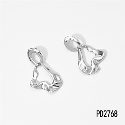 Серебро 316 Серьги-гвоздики из хирургической нержавеющей стали для женщин, самородки, серебряные, 45x24 мм