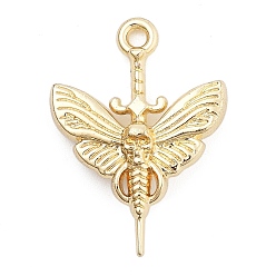 Золотой Подвески из сплава , бабочка с подвесками в виде черепов, золотые, 25x18.5x6 мм, отверстие : 1.8 мм