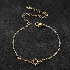 Золотой 304 браслеты из нержавеющей стали Sun Link, браслеты-цепочки для женщин, золотые, 5-7/8 дюйм (15 см)