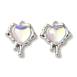 Платина Стойки подвески обшивки сплава, со стеклом, без кадмия, без никеля и без свинца, шарма сердца, платина, 16.5x13.5x5 мм, отверстие : 1.2 мм