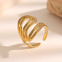 Chapado en Oro Real 18K 304 manguitos abiertos de acero inoxidable, pepitas, real 18 k chapado en oro, diámetro interior: 17.4 mm