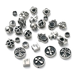 Antique Silver & Stainless Steel Color 304 Stainless Steel Beads & Pendants, Mixed Shapes, Antique Silver & Stainless Steel Color, 7~19x7~17.5x4.5~11mm, Hole: 1.5~5mm