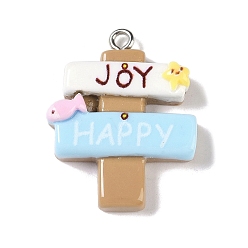 Другие Подвески из непрозрачной смолы на тему океана, Подвески в виде морских животных с железными петлями с платиновым покрытием, дорожный знак, 28.5x22.5x5 мм, отверстие : 2 мм