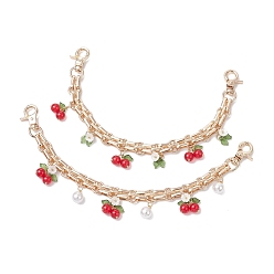 Красный 2 шт. стеклянные декоративные цепочки для цветов и фруктов, с железной цепочкой и подвесками из искусственного жемчуга, красные, 246~261 мм