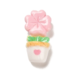 Цветок Непрозрачная смола декодирует кабошоны, розовые, цветок, 17.5x9x6 мм