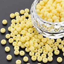 Yellow 6/0 Glass Seed Beads, Macaron Color, Round Hole, Round, Yellow, 4~4.5x3mm, Hole: 1~1.2mm, about 4500pcs/bag, about 450g/bag.