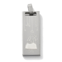 Нержавеющая Сталь Цвет Рождественские 304 подвески из нержавеющей стали, прямоугольник с подвесками Санта-Клауса, цвет нержавеющей стали, 32.5x13x3 мм, отверстие : 5x3.5 мм