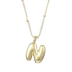 Letter N 1латунные подвески с буквами в виде букв, ожерелье из воздушных шаров и букв, реальный 18 k позолоченный, Письмо N, 17.52 дюйм (44.5 см)