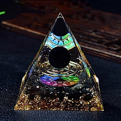 Обсидиан Каменная пирамида из натурального обсидиана и оргона, портивный генератор энергии, Целебная каменная пирамида для борьбы со стрессом, принести удачу и богатство, 60 мм