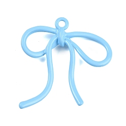 Светло-Голубой Подвески из сплава краски для выпечки, бантом, Небесно-голубой, 45x42x6 мм, отверстие : 3 мм