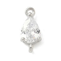 Прозрачный Шармы-соединители из латуни с паве из кубического циркония, слезные ссылки, реальный 18 k позолоченный, долговечный, без кадмия и без свинца, стойки покрытие, прозрачные, 14x6.5x4.5 мм, отверстие : 1.2 мм