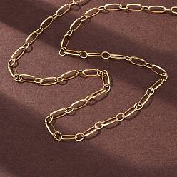 Настоящее золото 18K 304 из нержавеющей стали овальной звено цепи ожерелья, ионное покрытие (ip), реальный 18 k позолоченный, 19.88 дюйм (50.5 см)