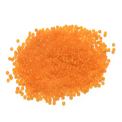 Dark Orange 12/0 Grade A Round Glass Seed Beads, Transparent Frosted Style, Dark Orange, 2x1.5mm, Hole: 0.8mm, 30000pcs/bag